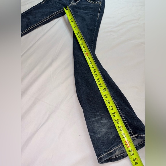 L.A. Idol Size 7/30 Dark Wash Embellished Y2K Low Rise Babydoll Bootcut Jeans - Picture 4 of 11